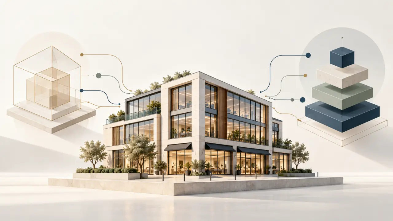 Immeuble commercial moderne, symbole d'un investissement immobilier structuré