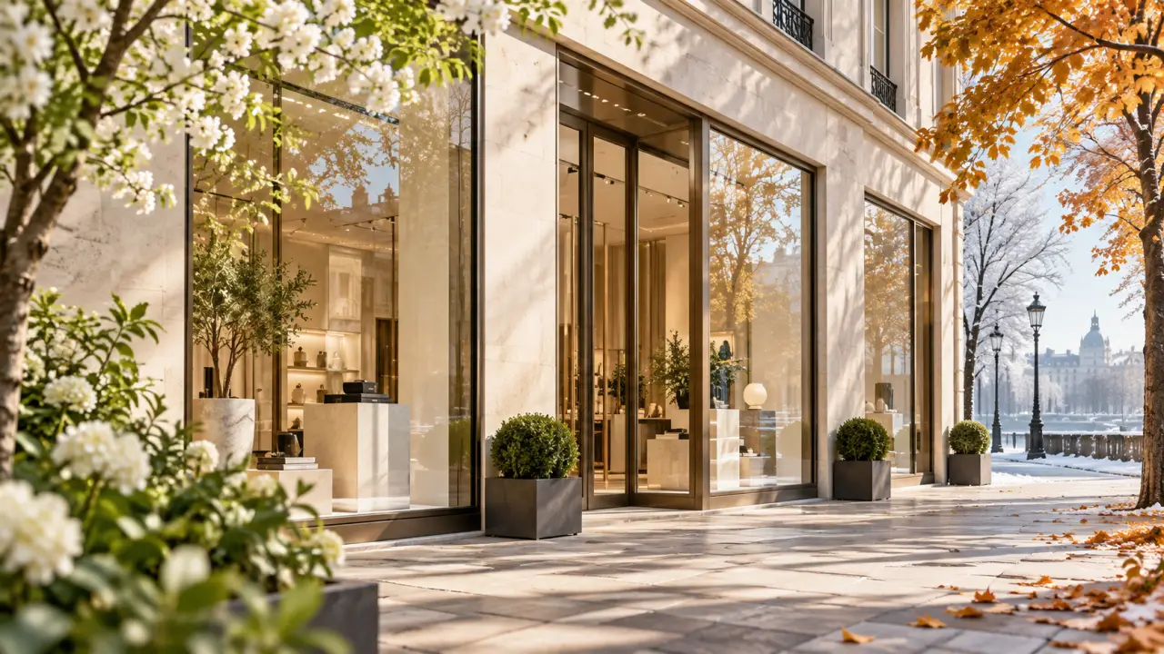 Local commercial moderne dans un environnement urbain lumineux