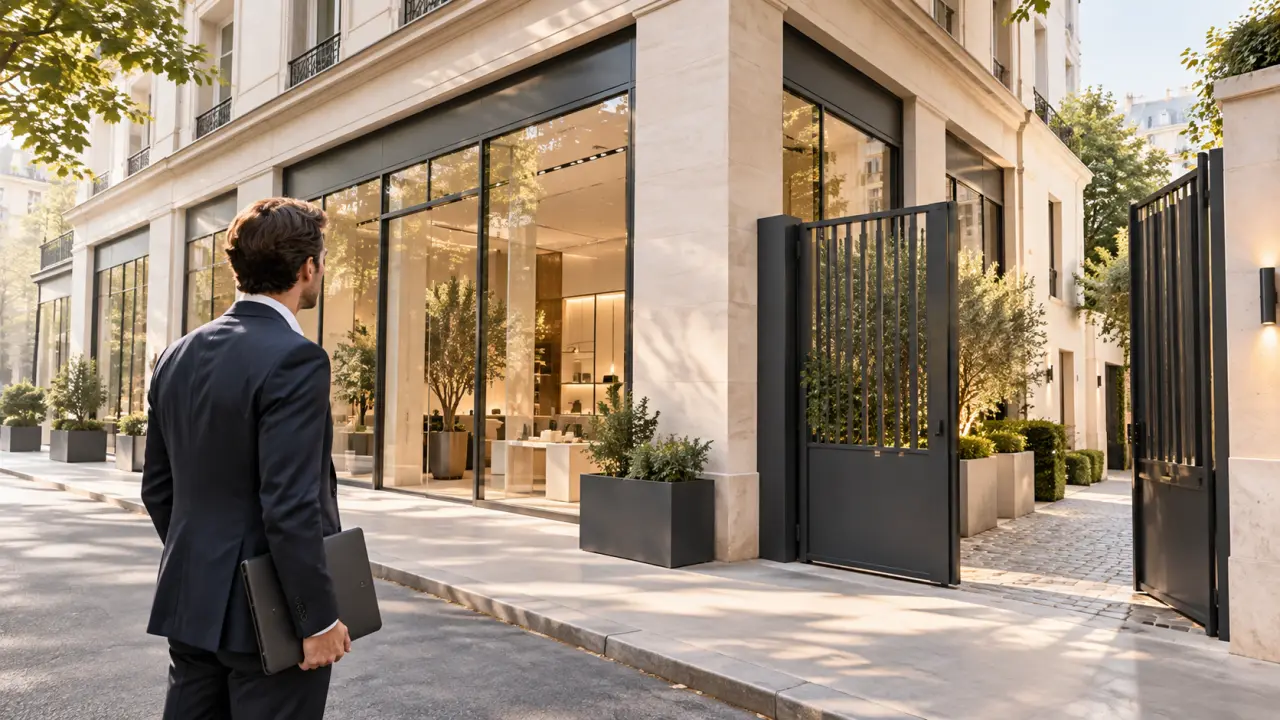 Façade moderne d'un local commercial destiné à un investissement immobilier
